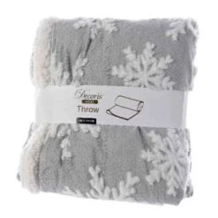 Grey Snowflake Fuzzy Throw