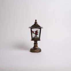 LED Brown Lantern With Cardinal