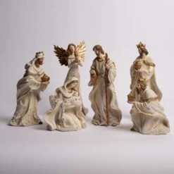 12 Inch Cream And Gold Nativity Set Of 6