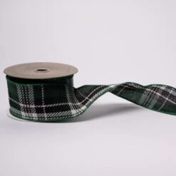 2.5 Inch Green And Black Plaid Ribbon