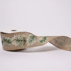 2.5 Inch Natural Ribbon With Pine