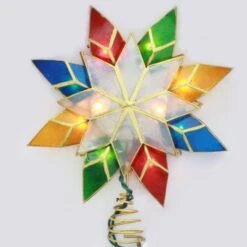 10-Light Multi-Color Capiz Star Tree Topper