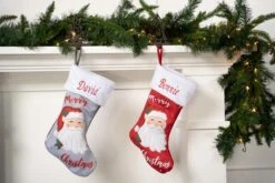 21IN Red Grey Santa Face Stocking