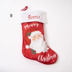 21IN Red Grey Santa Face Stocking -SNW Decor Themes Shop 20959 3