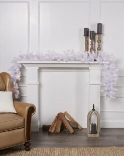 9FTx12IN White Iridescent Lighted Garland