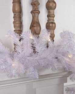 9FTx12IN White Iridescent Lighted Garland -SNW Decor Themes Shop 434010 3 1
