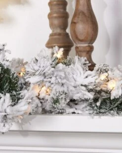 9ft X 10in Balsam Snowy Flocked Pre-Lit Garland -SNW Decor Themes Shop 434011 3