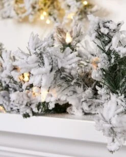 9ft X 10in Balsam Snowy Flocked Pre-Lit Garland -SNW Decor Themes Shop 434011 4