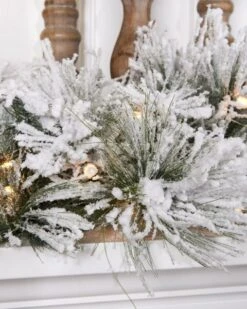 9ft X 12in Prelit Snowy Flocked Long Needle Garland -SNW Decor Themes Shop 434025 3