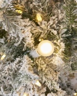 7.5ft Snowy Flocked Slim Balsam Pine With G40 And LED Lights -SNW Decor Themes Shop 502006 3