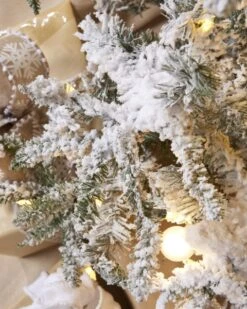 7.5ft Snowy Flocked Slim Balsam Pine With G40 And LED Lights -SNW Decor Themes Shop 502006 4