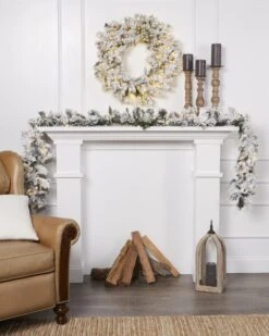 9ft X 10in Snowy Flocked Balsam Lit LED Garland