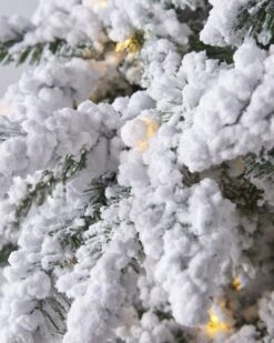 9ft Snowy Flocked Cascade Tree With LED Lights -SNW Decor Themes Shop 503571 4