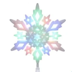 Multi-Color LED Glitter Snowflake Tree Topper