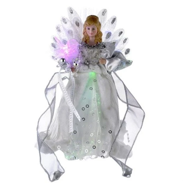 White And Silver Angel LED Tree Topper 1 White And Silver Angel LED Tree Topper