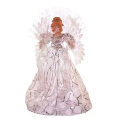 White And Silver Angel Lighted Tree Topper