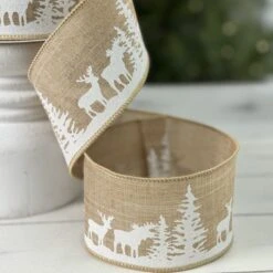 2.5 Inch Linen Snow Scene Ribbon