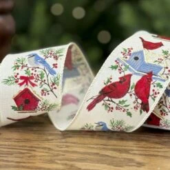 2.5 Inch Cardinal And Blue Jay Ribbon