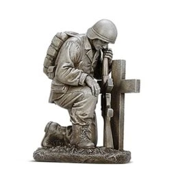 Soldier Kneeling At Cross
