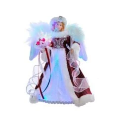 Silver And Burgundy Angel Treetop
