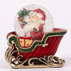 Santa On Sleigh Water Globe -SNW Decor Themes Shop F2208 5