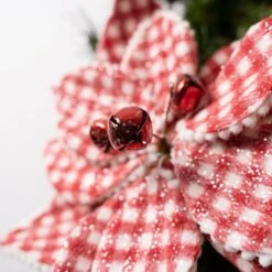 13IN Red White Check Poinsettia -SNW Decor Themes Shop F4006756 3