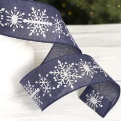 Blue Grey Snowflake Ribbon