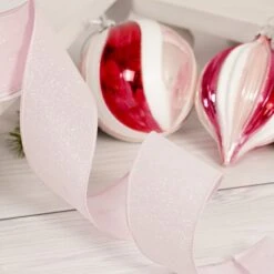 SNW Decor Themes Shop 24 2.5 Inch Pink Glitter Ribbon