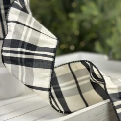 4IN Dupion Black White Plaid