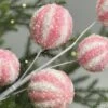Pink White Tinsel Ball Spray