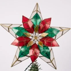 Capiz Poinsettia Star Tree Topper -SNW Decor Themes Shop UL3174 3