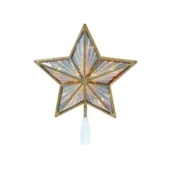 Gold And Iridescent Lighted Star Tree Topper